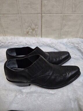Old West Black Leather Ankle Boot Sz 10